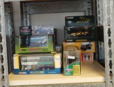 Quantity of Corgi diecast model vehicles to include Morris Minor, KCR bus, Jaguar XJS, etc.