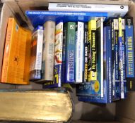 Various volumes relating to fishing and a large leather and brass bound family bible with brass