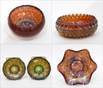 Amethyst carnival glass bowl by Millersburg in the 'Primrose' pattern,