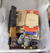 Quantity of assorted boxes, collectables, binoculars, ordnance survey maps,