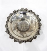 Silver plated fruit basket, of circular pedestal form with scrolling rim,