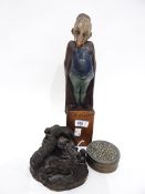 Continental painted carved wood caricature figure,