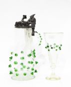 19th century glass ale jug, probably German,