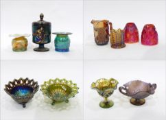 Commemorative pastel carnival glass spittoon in the 'Frolicking Bears' pattern, 8cm high,