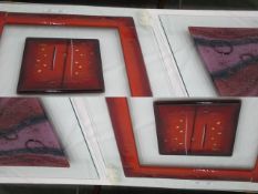 Modern art glass panel by Sharon Harding, approx 70cm x 70cm and another signed 
