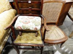 Dark stained ladderback elbow chair,