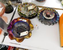 Amethyst carnival glass 'Five Fruit Medallion' stipple bowl,