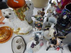 Pair of large Staffordshire dog spill vases,