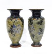 Pair of Royal Doulton stoneware vases modelled by Florence Roberts, baluster-shaped,
