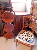 Mahogany inlaid cabinet, with two small drawers over a cupboard and on bracket feet,