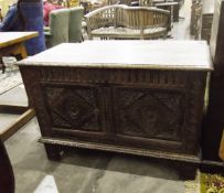 19th century dwarf carved oak two-door cupboard with floral and rosette decoration,