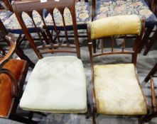 Edwardian mahogany framed nursing chair with upholstered splat back and seat together with a