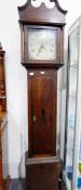 19th century longcase clock, 30-hour movement with painted dial,