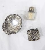 Pair of late Victorian silver bonbon dishes with open fretwork borders,