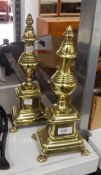 Pair of brass topped andirons (2)