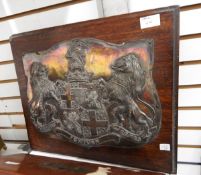 Silver coloured metal Coat of Arms for Wellington College,