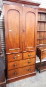 Victorian mahogany linenpress, with straight moulded cornice,