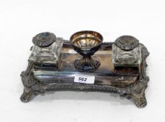 Victorian silver plated inkstand,