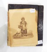 Continental head and shoulders over-painted print of a young girl, her headdress trimmed with roses,