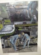 Unattributed (20th century) Acrylic on board Men examining steam engine at a platform edge,