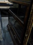 Oak Globe Wernicke style glazed bookcase with pair of shelves, up and over doors, long drawer below,