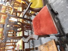 Chippendale-style mahogany open armchair with entwined pierced splat back, upholstered drop-in seat,