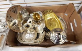 Victorian silver plated swing-handled fruit basket,