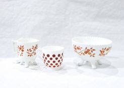 Victorian Sowerby opaque pressed glass sugar bowl and milk jug both with floral decoration
