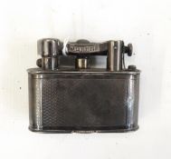 Large Dunhill silver plated table lighter with engine-turned decoration, patent no.