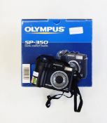 Olympus SP350 digital compact camera with its original box, accessories, manual,