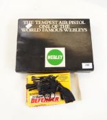 Tempest air pistol by Webley, in original box with a 22 blank firing defender air pistol,