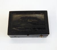 19th century Swiss bois durci musical box, the case of rectangular form,