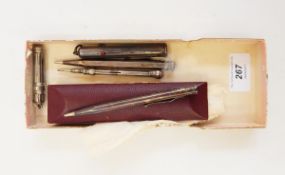 Sampson Mordan & Co three-division silver plated propelling pencil with three paste sliding