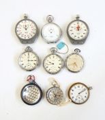 Buren Grand Prix white metal pocket watch with subsidiary seconds dial, a Cyma part pocket watch,