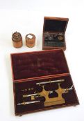 Antique brass 'Tour A Pivoter' clockmaker's small lathe, cased,