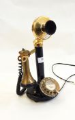 Candlestick telephone with brass mouthpiece