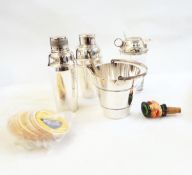Plated cocktail shakers, ice bucket,