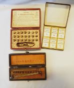 French set of watchmaker's small drills, another set of watchmaker's drill-type tools, cased,