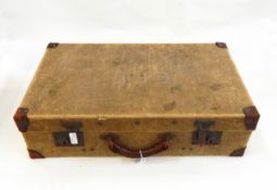 Canvas suitcase with leather corners,