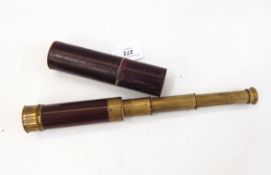 19th century four-draw brass telescope with mahogany sleeve,