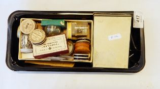 Quantity of small boxes of watch parts including ruby pins and large quantity of watch glasses and