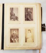 Victorian embossed leather musical photograph album and contents of portrait photographs,