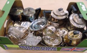 Quantity of silver plate to include a four-piece silver plated teaset, a cruet stand, plates, etc.