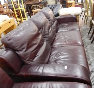 Three-seat 'Boston' soft brown leather settee by Natuzzi