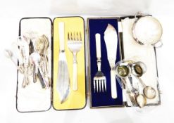 Two sets of cased silver plated fish servers,