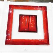 Modern art glass panel by Sharon Harding, approx 70cm x 70cm and another signed 