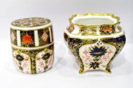 Royal Crown Derby vase of shaped square form decorated in the Imari palette, pattern 1128,