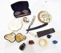 Quantity of collectables to include silver-coloured egg-shaped thimble spool holder,