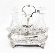Late George III silver cruet frame, maker's mark 'WB' London 1817,