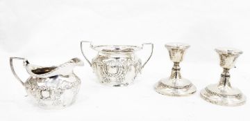Edwardian silver two-handled sugar bowl and cream jug by Williams Limited, Birmingham 1901,